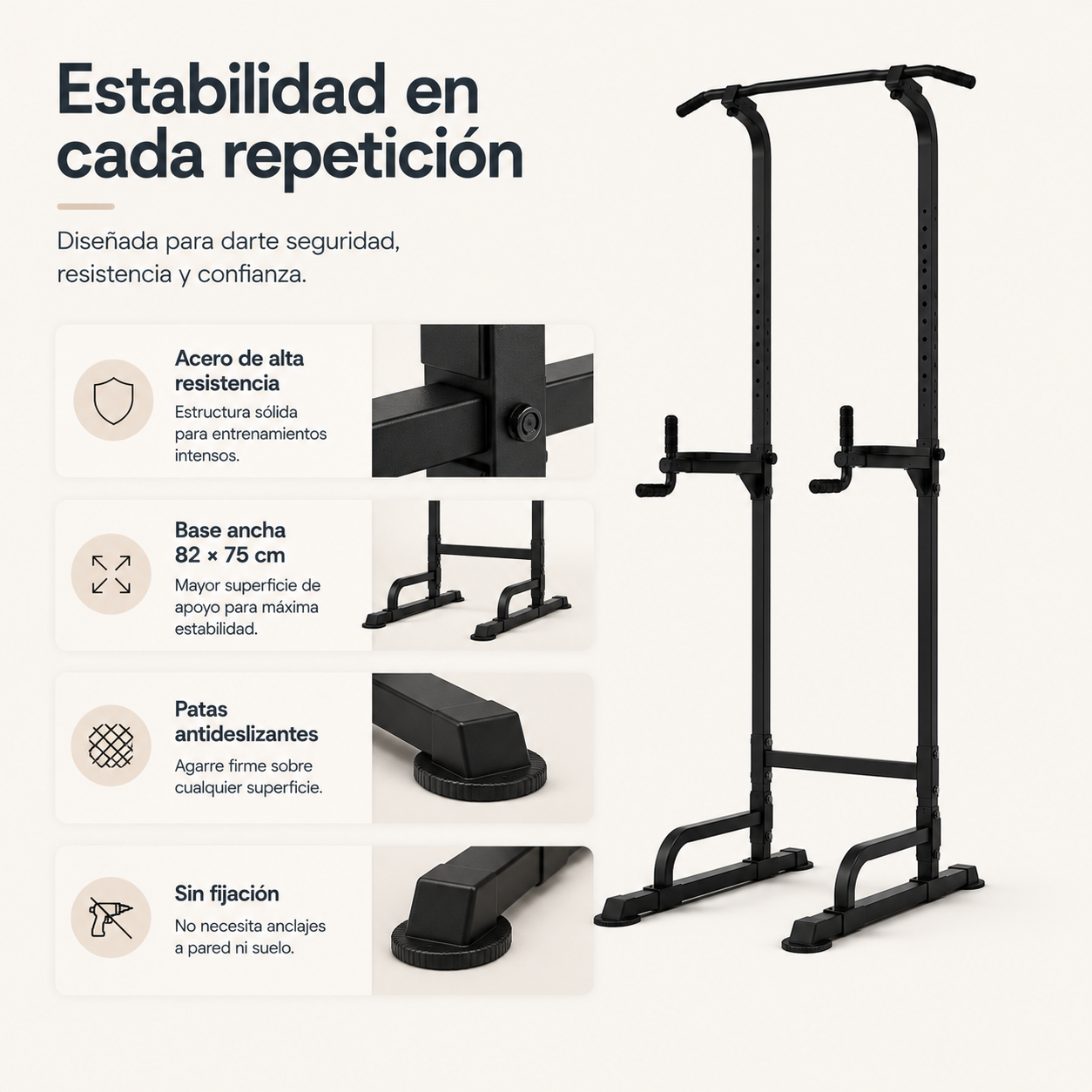 Torre de Dominadas y Fondos Multifunción 170-210 cm
