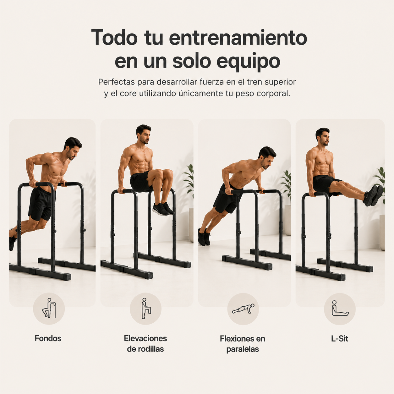 Estación de Barras Paralelas Ajustables para Calistenia
