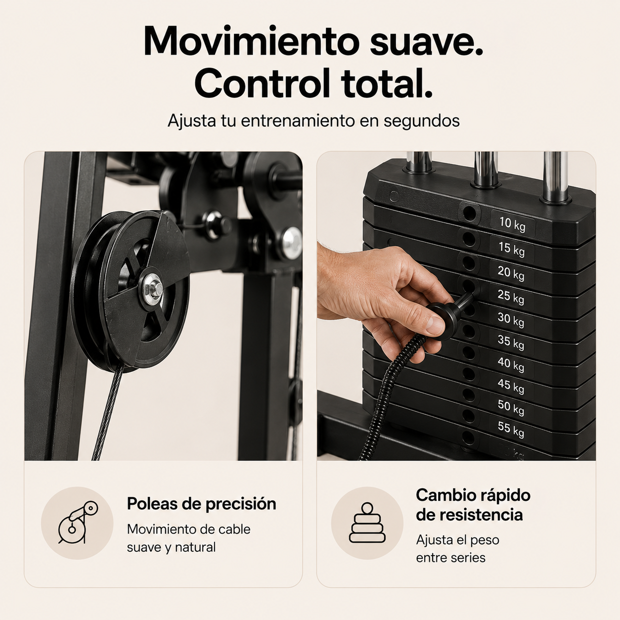 Station de musculation multifonction avec poulies et banc ergonomique