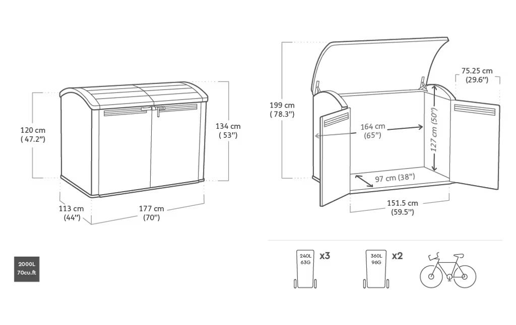 Keter - Cobertizo de exterior Store-It-Out Ultra 2000L topo/beige