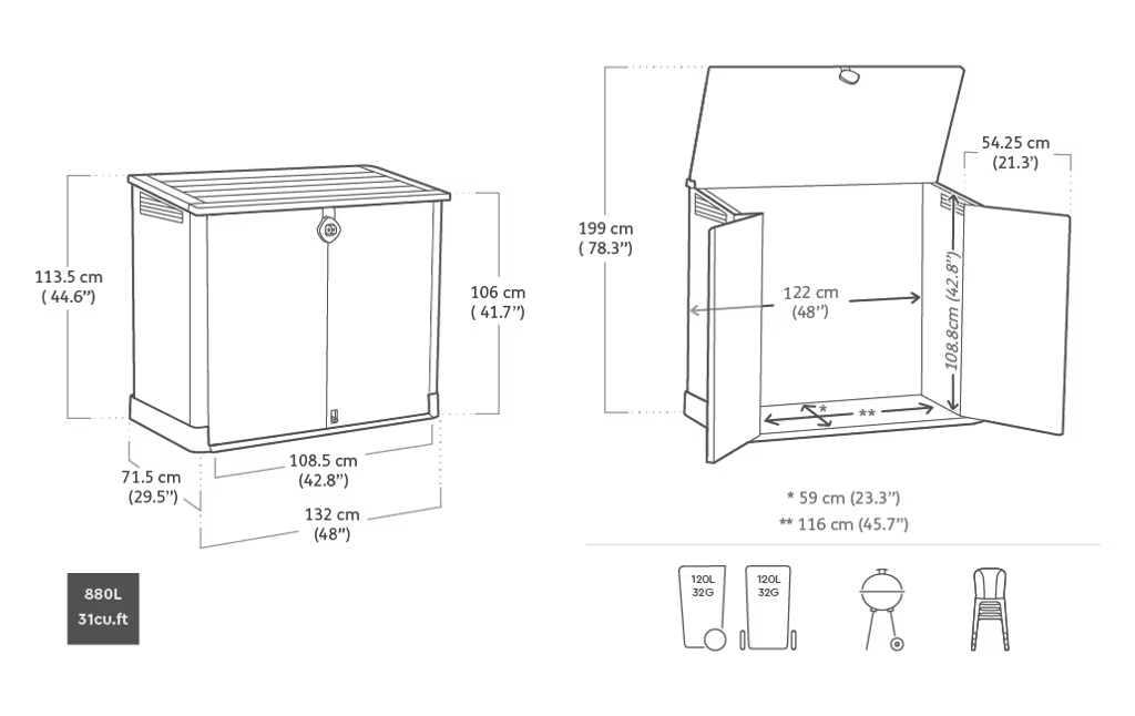 Keter - Cobertizo de exterior Store-It-Out Midi 880L topo/beige