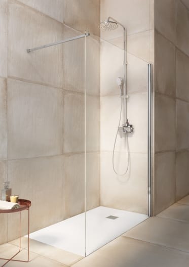 Roca - Plato de ducha Terran Original angular extraplano de STONEX® Beige