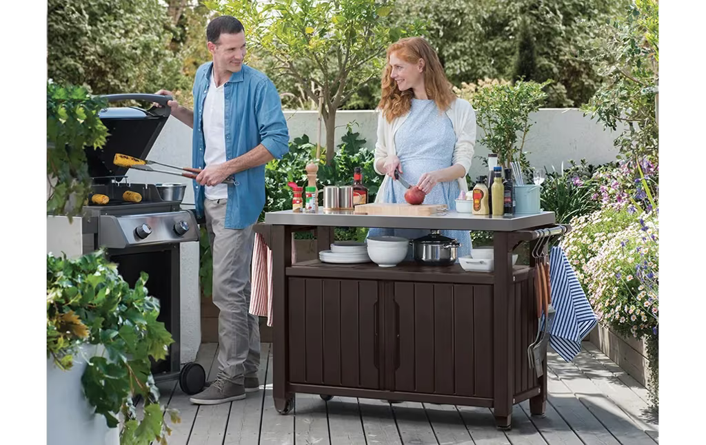 Keter - Mueble barbacoa grande de exterior marrón