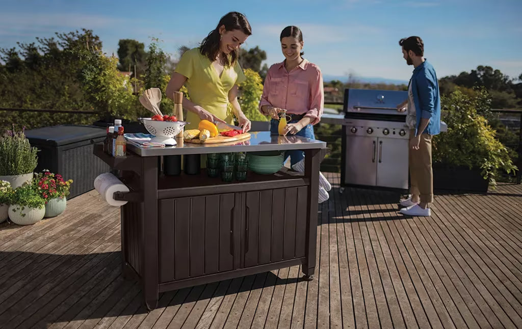 Keter - Mueble barbacoa grande de exterior marrón