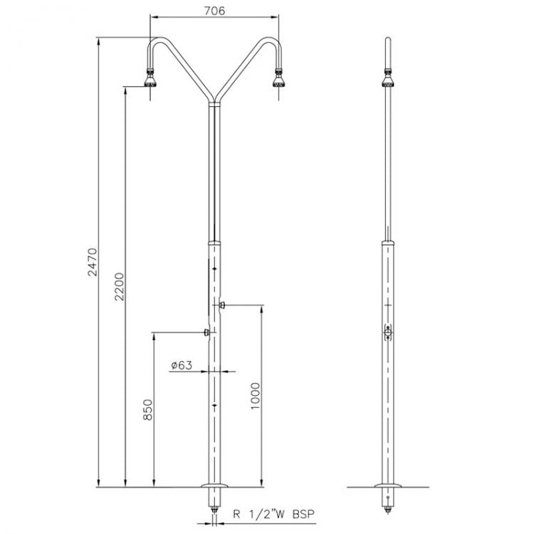 Astralpool - Ducha piscina con 2 rociadores y 2 pulsadores temporizados - BricoandPool