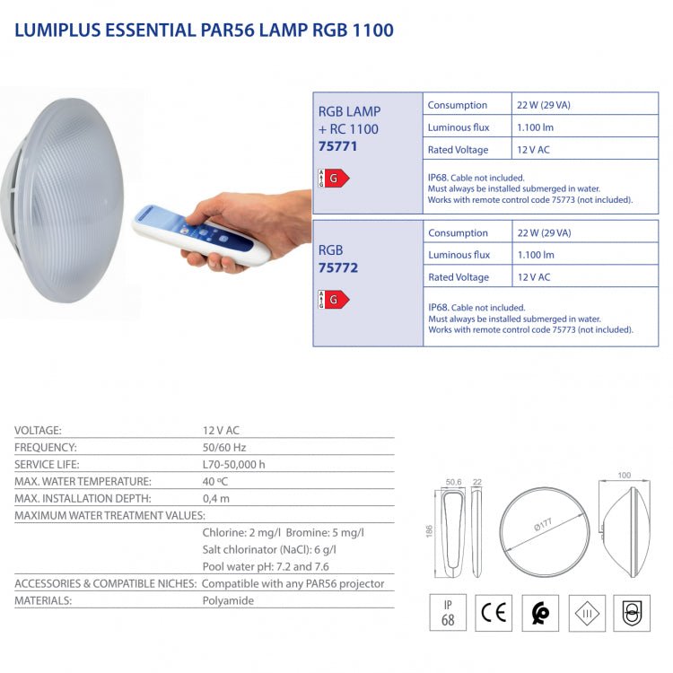 Astralpool - Lámpara Lumiplus Essential PAR56 (1100lm) - BricoandPool