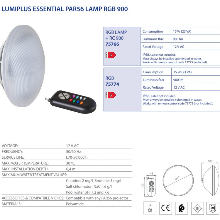 Astralpool - Lámpara Lumiplus Essential PAR56 (900lm) - BricoandPool