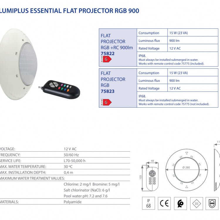 Astralpool - Proyector Lumiplus Essential Flat (900lm) - BricoandPool
