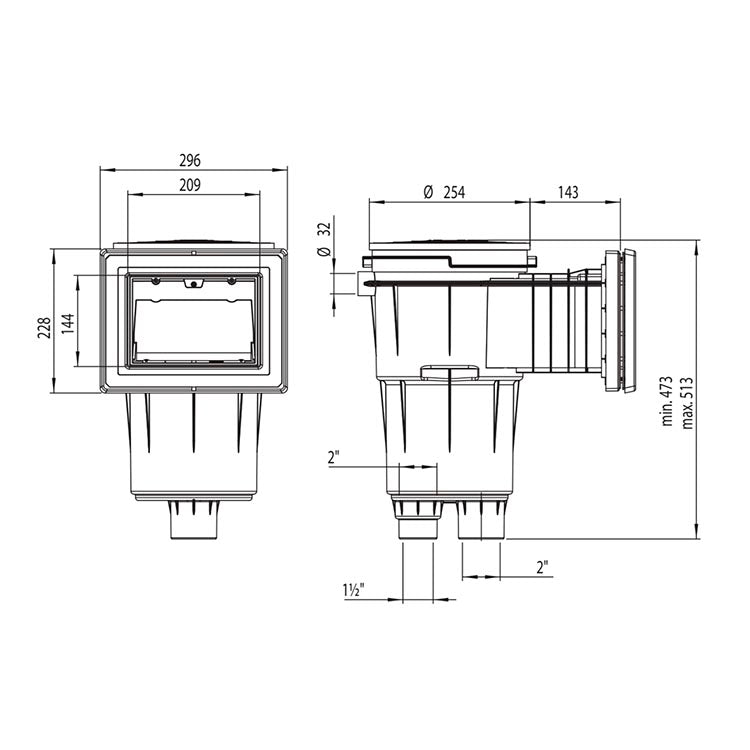 Astralpool - Skimmer 17,5L 6° piscina poliéster tapa cuadrada - BricoandPool