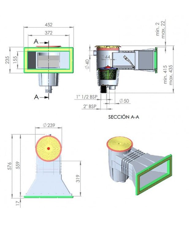 AstralPool - Skimmer con boca ampliación piscina hormigón Blanco - BricoandPool