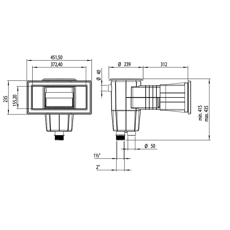 AstralPool - Skimmer con boca de ampliación y tapa cuadrada para piscina con liner y prefabricada - BricoandPool