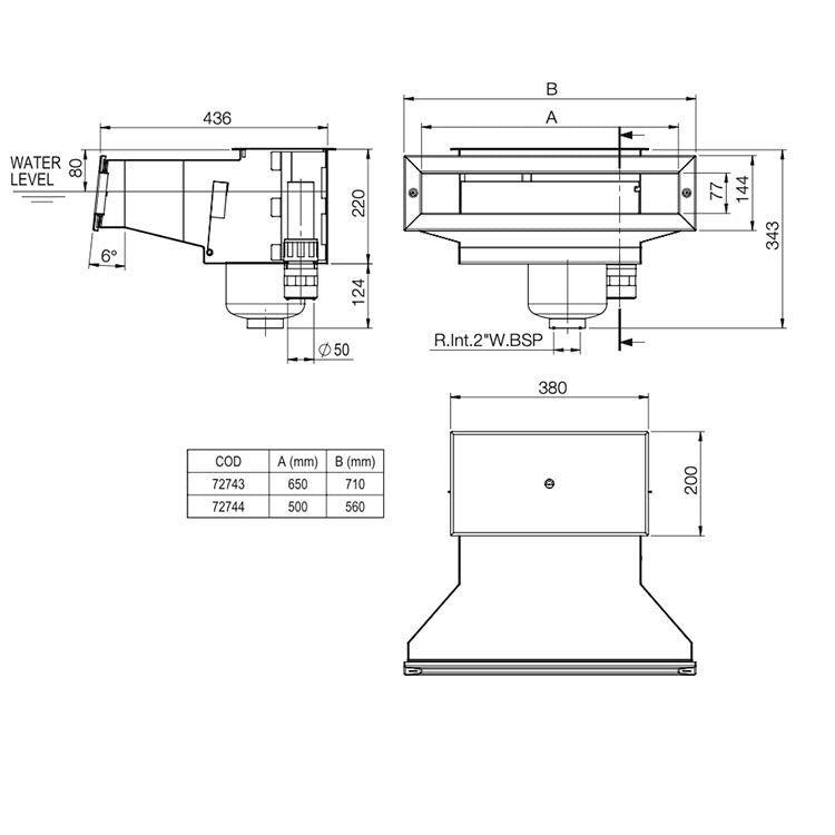 AstralPool - Skimmer inox ancho 500/650 con 6° de inclinación para piscina - BricoandPool