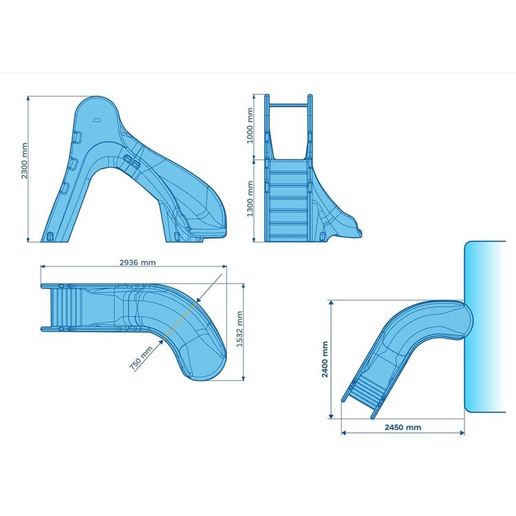 AstralPool - Tobogán curvo H130/H150 CD - BricoandPool