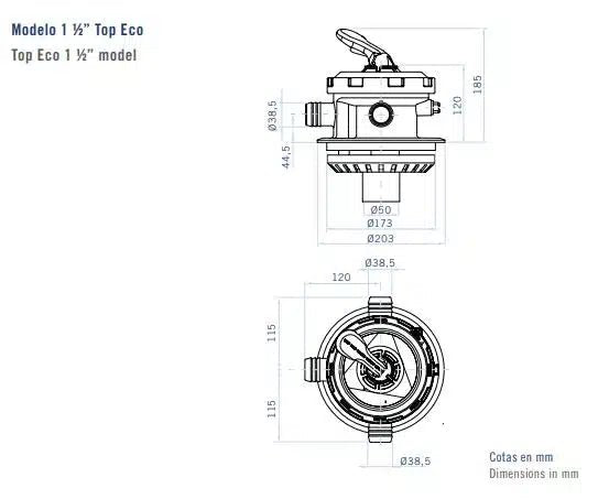 Astralpool - Válvula selectora 1½''. Versión Top - New Generation ECO - BricoandPool