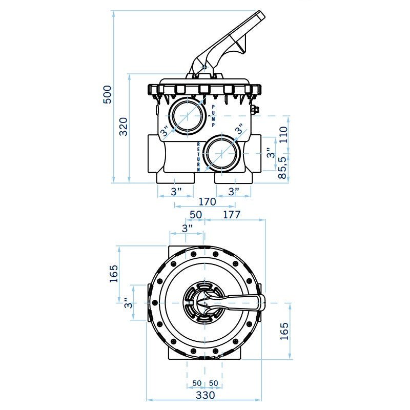 Astralpool - Válvula selectora Magnum Lateral 3" - BricoandPool