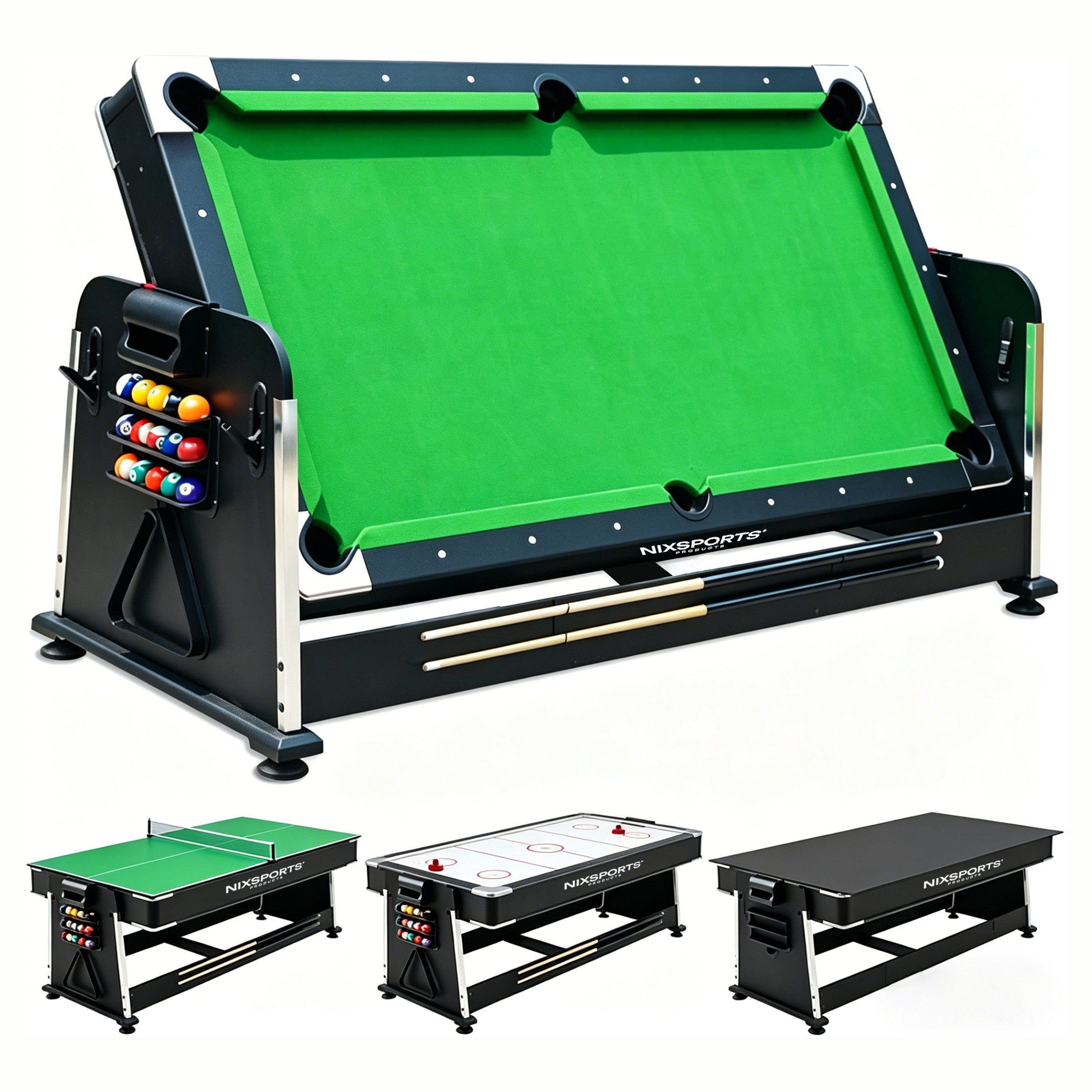 Tavolo multigioco 3 in 1 convertibile di biliardo, air hockey e ping pong 210 cm