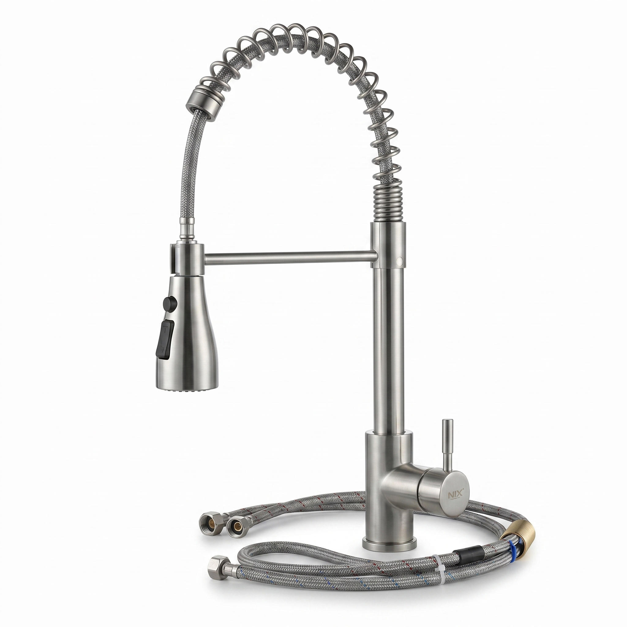 Rubinetto da cucina estraibile in acciaio inox con doccetta estensibile e bocca alta girevole a 360° per lavello
