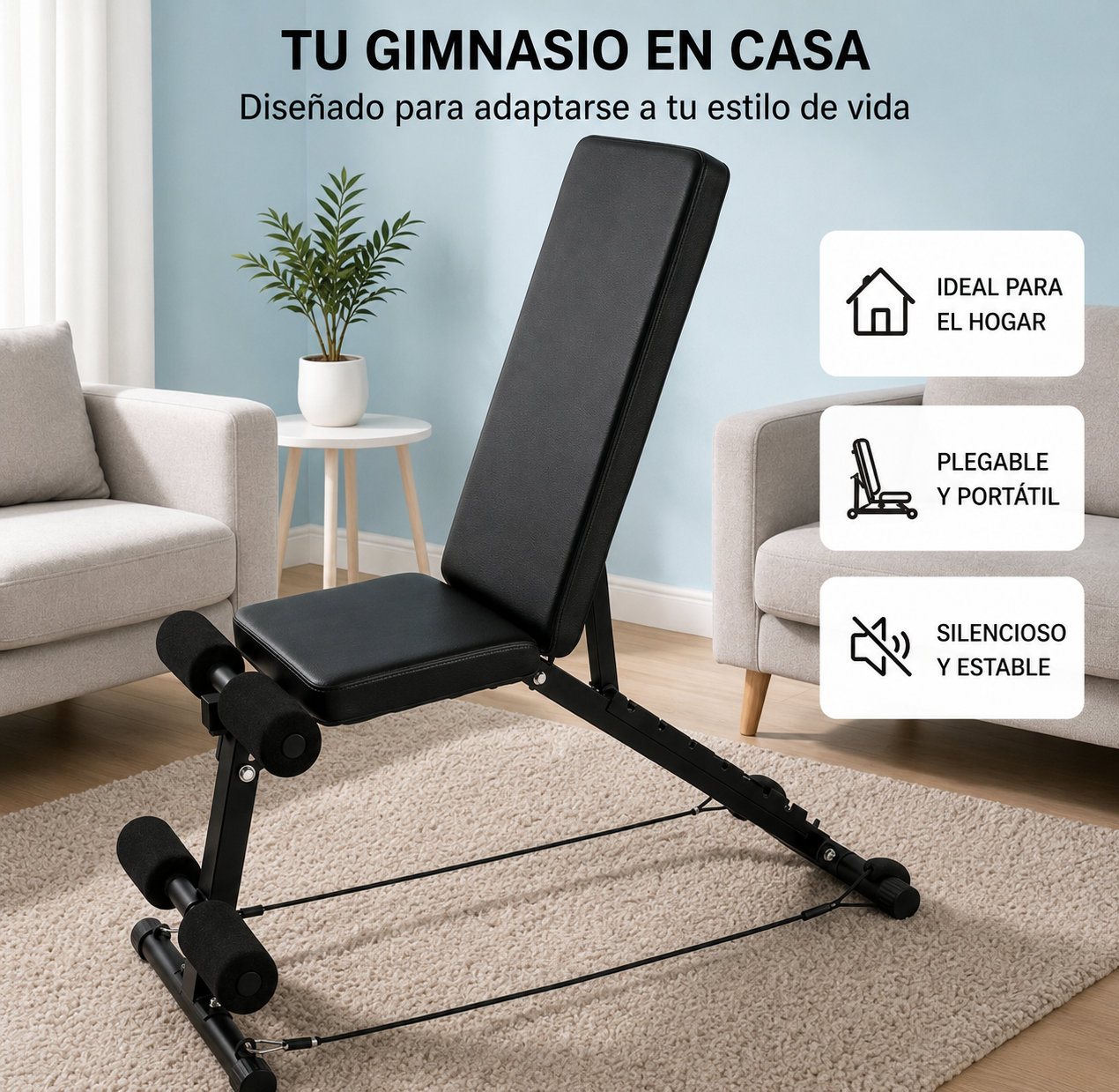 Banc de musculation pliable 7 niveaux noir 250 kg