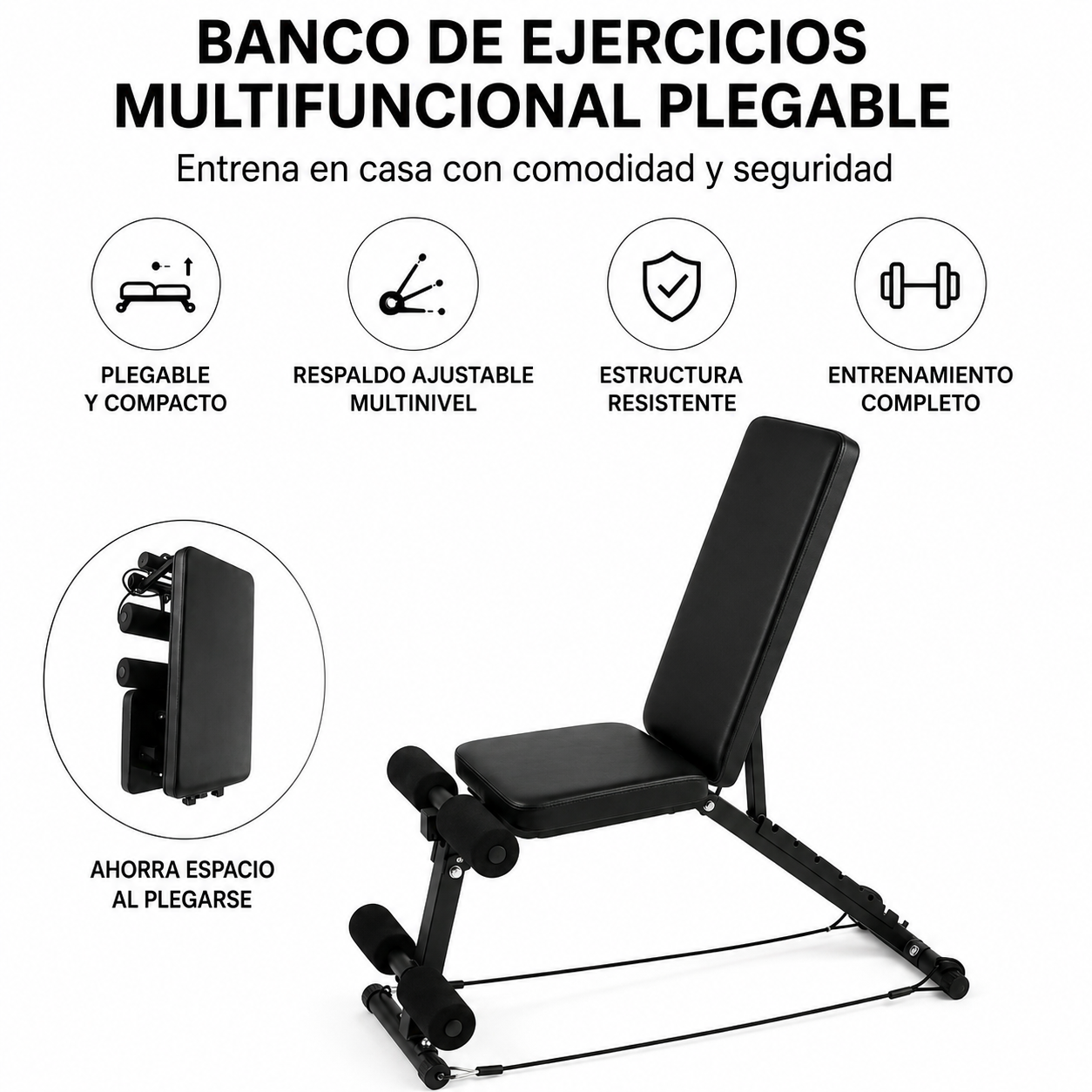 Banc de musculation pliable 7 niveaux noir 250 kg