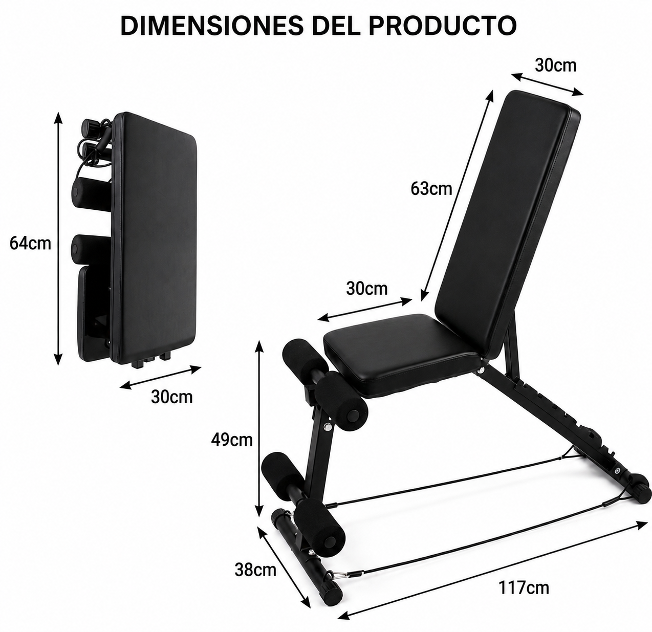 Banc de musculation pliable 7 niveaux noir 250 kg