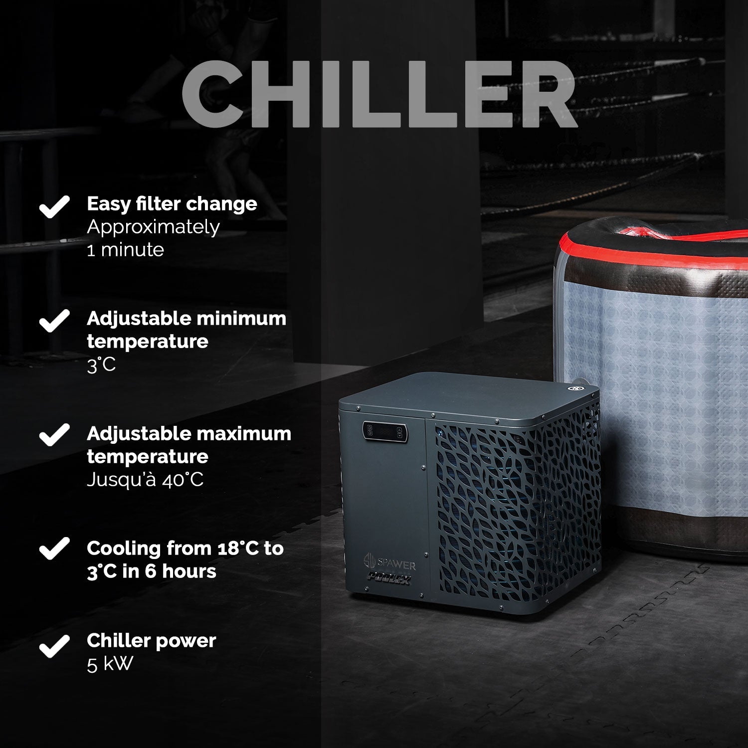 Baño de Hielo Netspa UFC IceBath Duo Kit enfriador 3 - 40°C 5kw incluido - BricoandPool