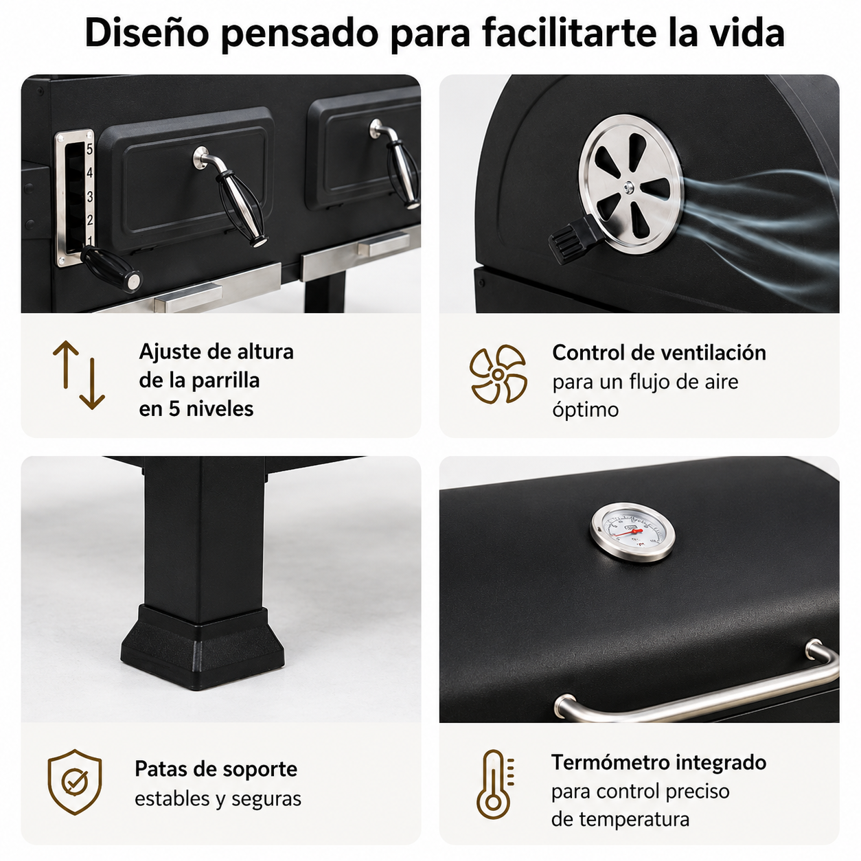 Barbecue a Carbone Portatile con Ventilazione Regolabile