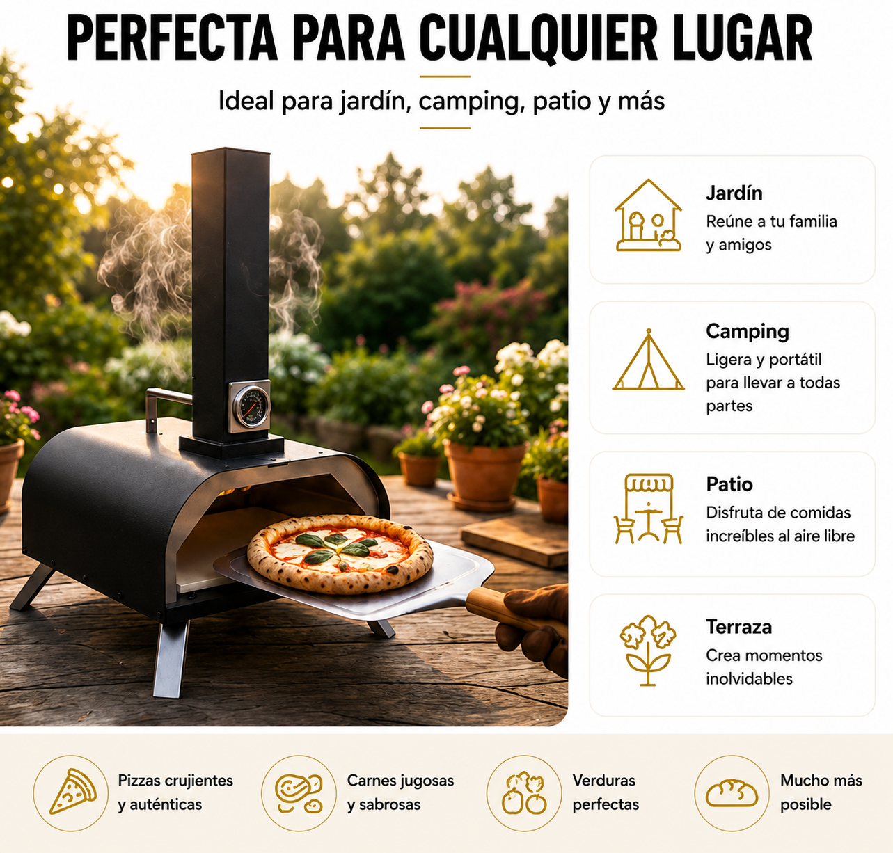 Forno Barbecue a Carbone per Pizza con Camino Integrato e Griglia