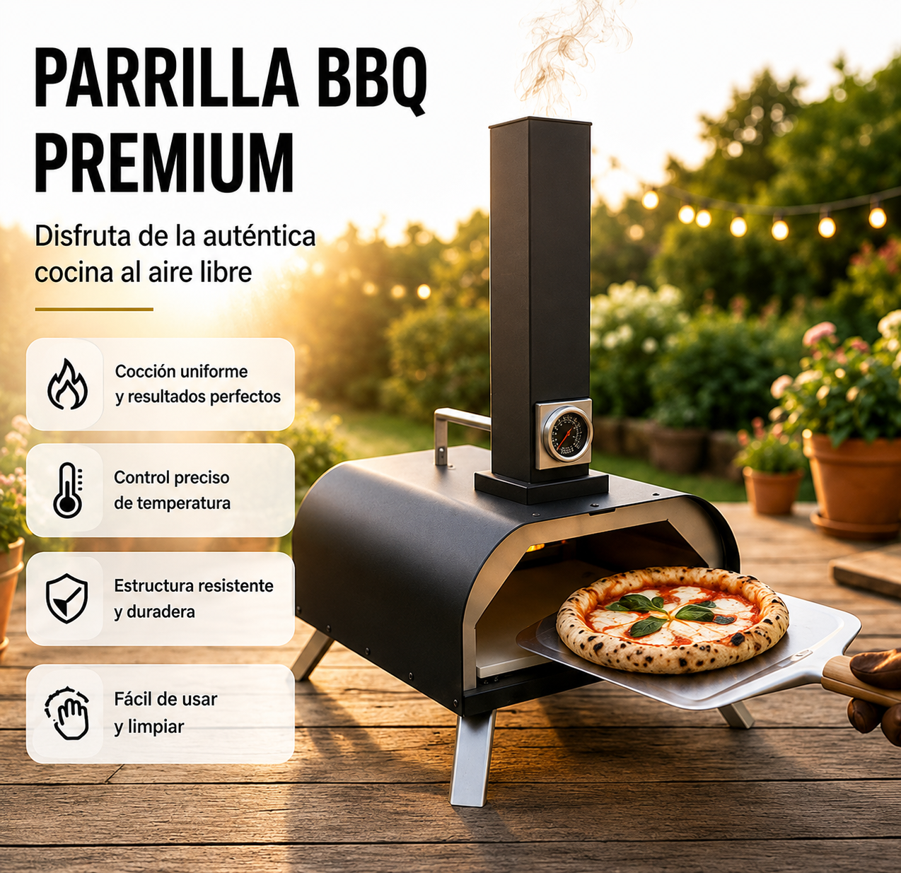 Forno Barbecue a Carbone per Pizza con Camino Integrato e Griglia