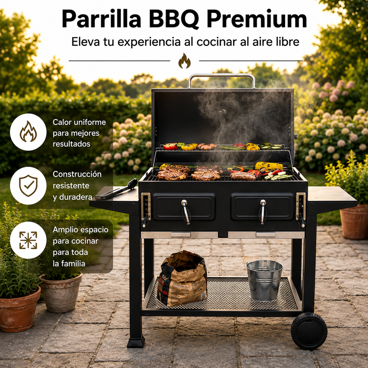 Holzkohlegrill mit hoher Leistung und Belüftung – BricoandPool