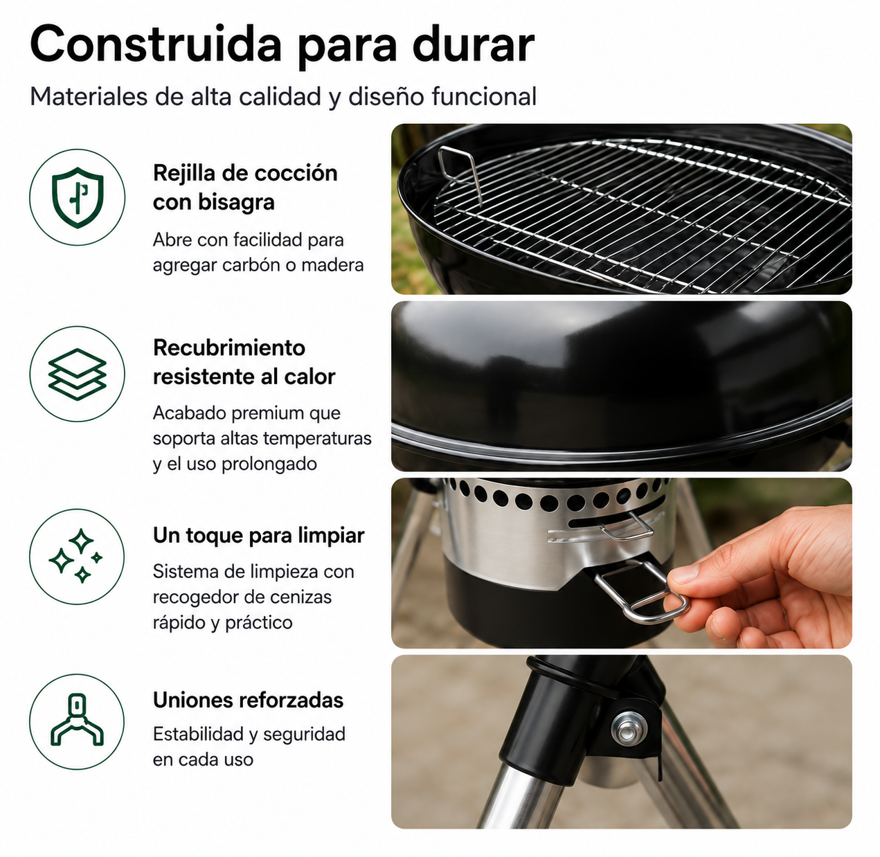 Barbecue Portatile a Carbone Rotondo con Coperchio