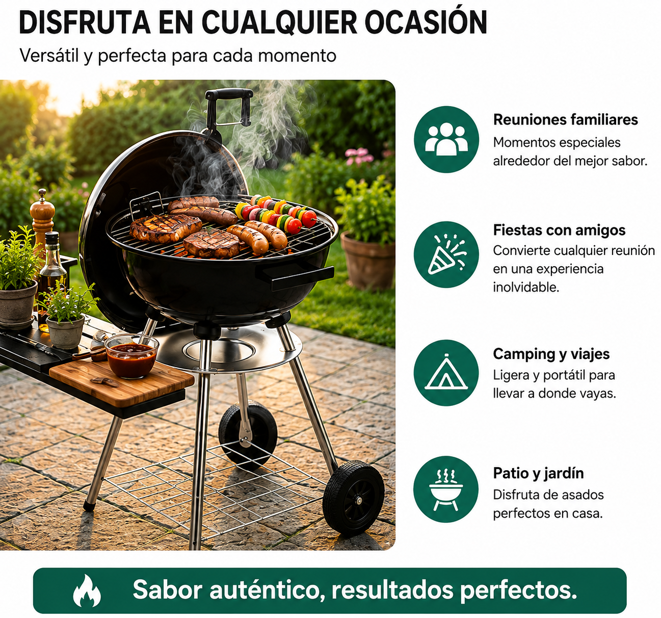 Barbecue a Carbone Rotondo Portatile con Coperchio e Ventilazione