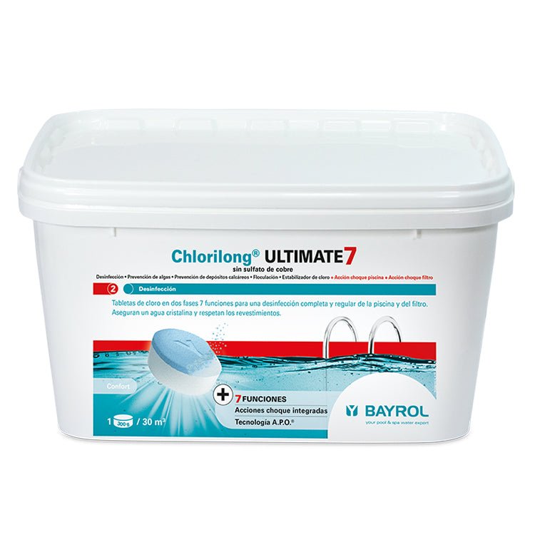 Bayrol - Chlorilong Classic Ultimate 7 Pastillas de Cloro Multifunción 300 g 4,8 kg - BricoandPool