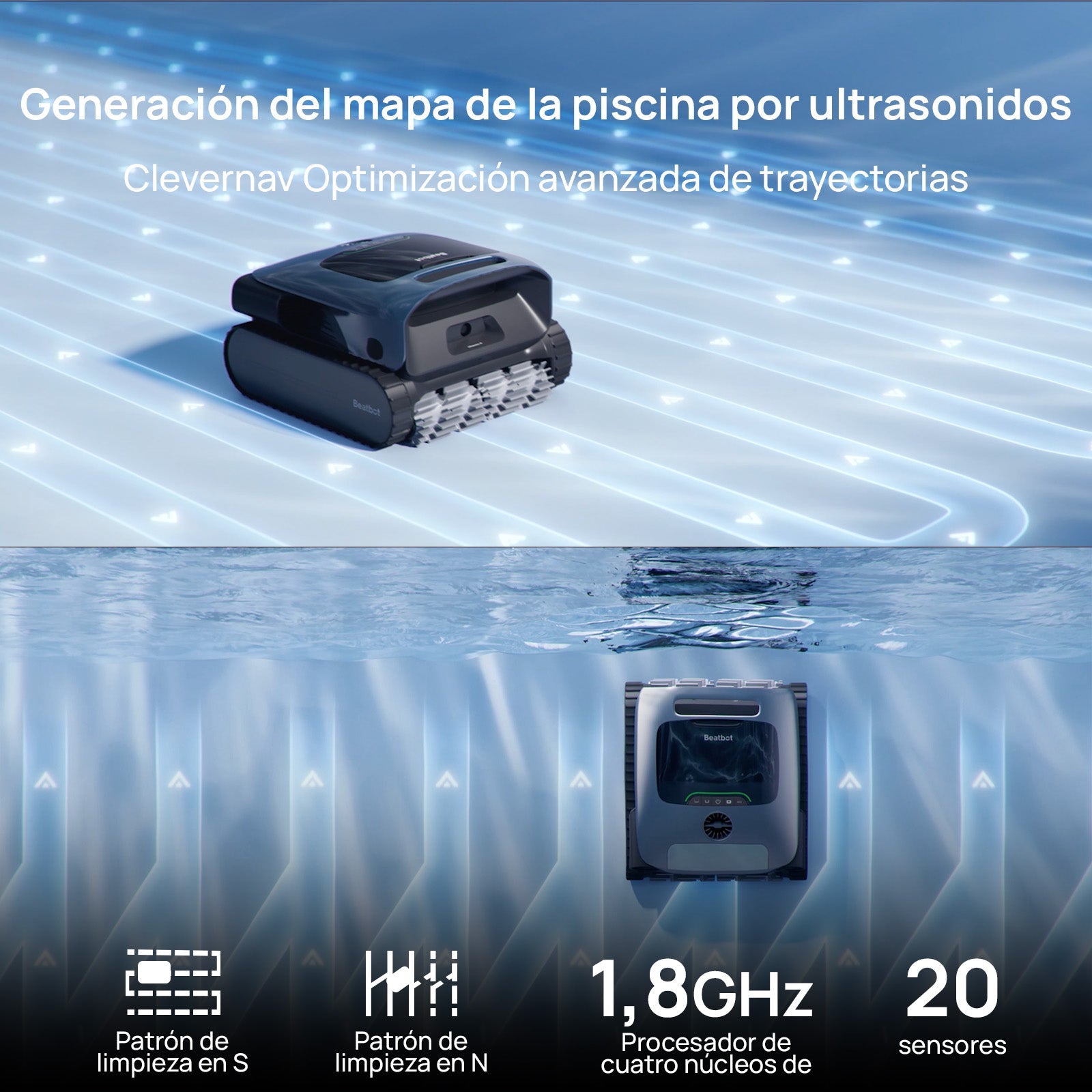 Beatbot - Robot limpiafondos de piscina sin cables AquaSense Pro - BricoandPool