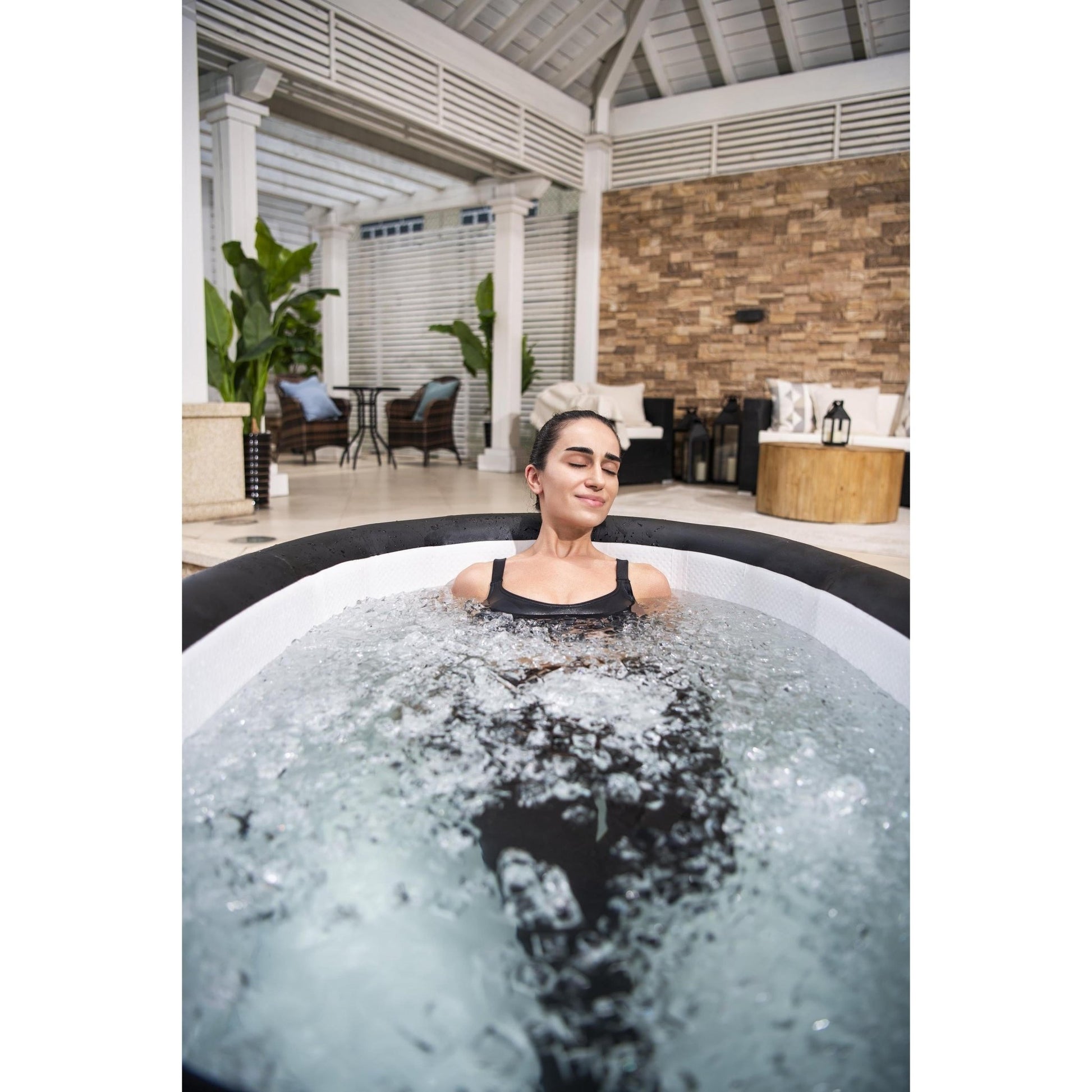 Bestway - Baño de hielo hinchable ovalado negro mármol cepillado - BricoandPool