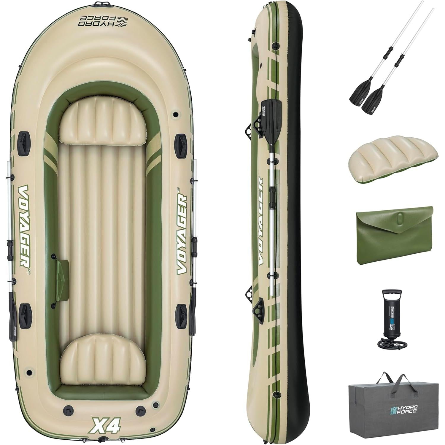 Bestway – Barca hinchable Hydro - Force Voyager X4 Raft Set (350 × 145 cm) - BricoandPool