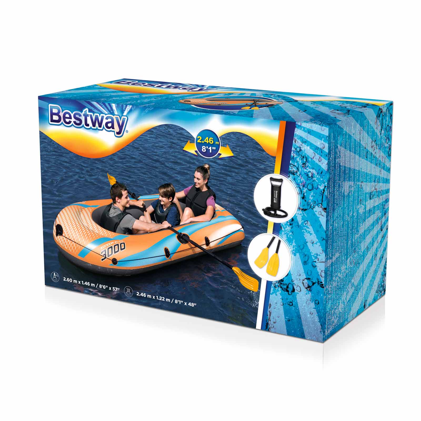 Bestway – Barca hinchable Kondor Elite 3000 Raft Set (246 × 122 cm) - BricoandPool