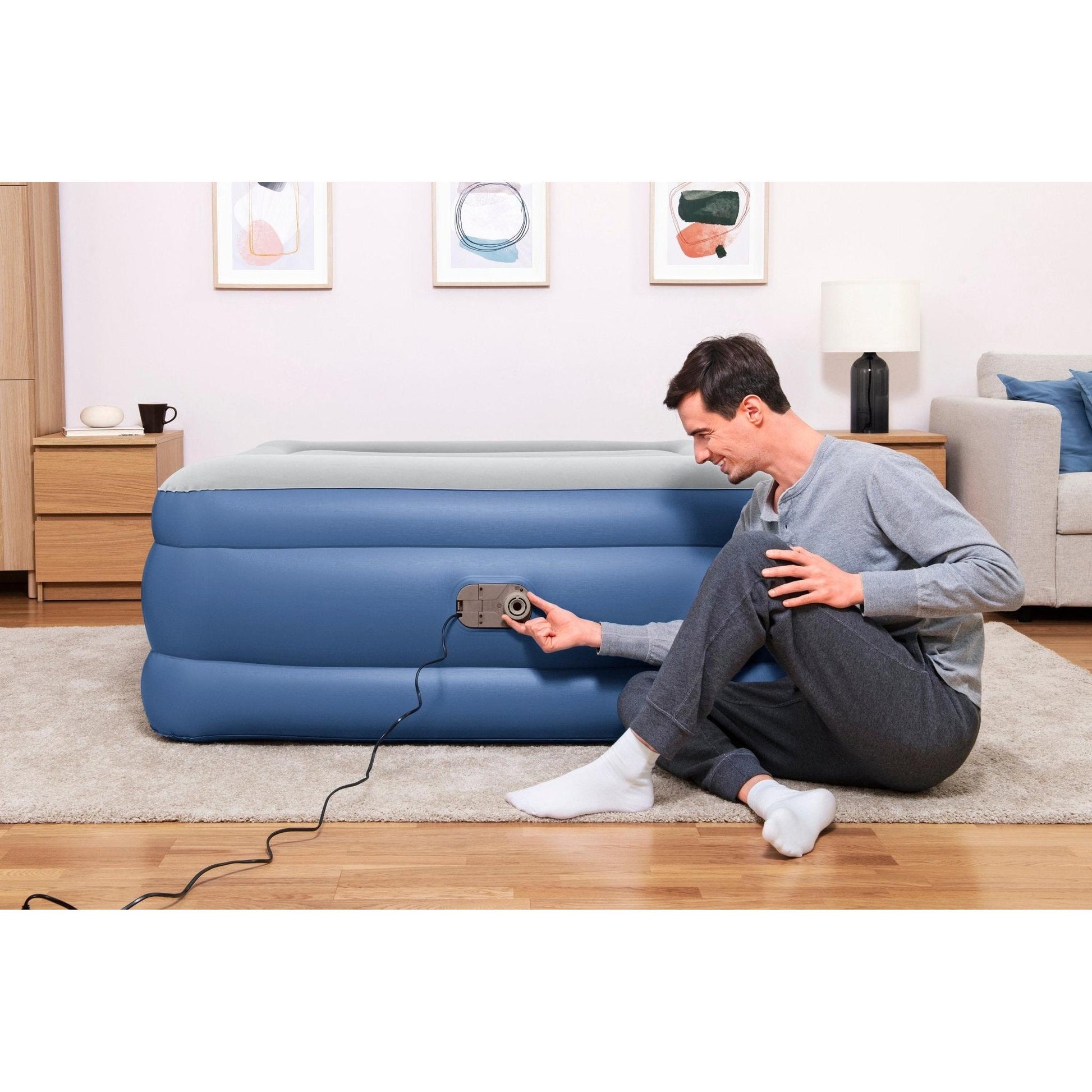 Bestway – Cama hinchable tritech con motor integrado (203 × 152 × 61 cm) - BricoandPool