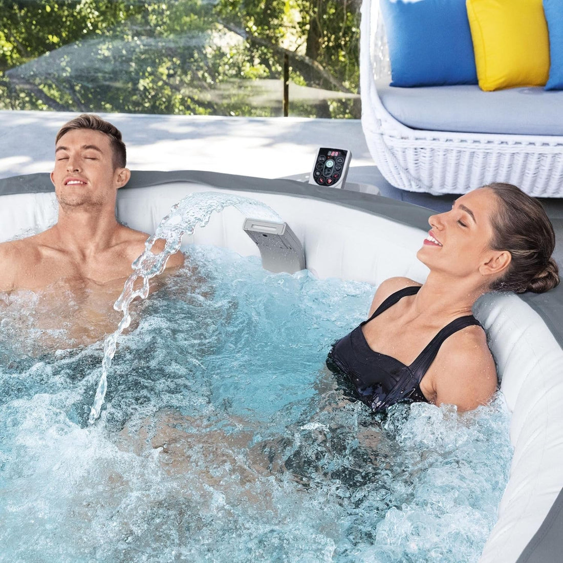 Bestway - Cascada LED relajante para spa Lay - Z - Spa plateado - BricoandPool