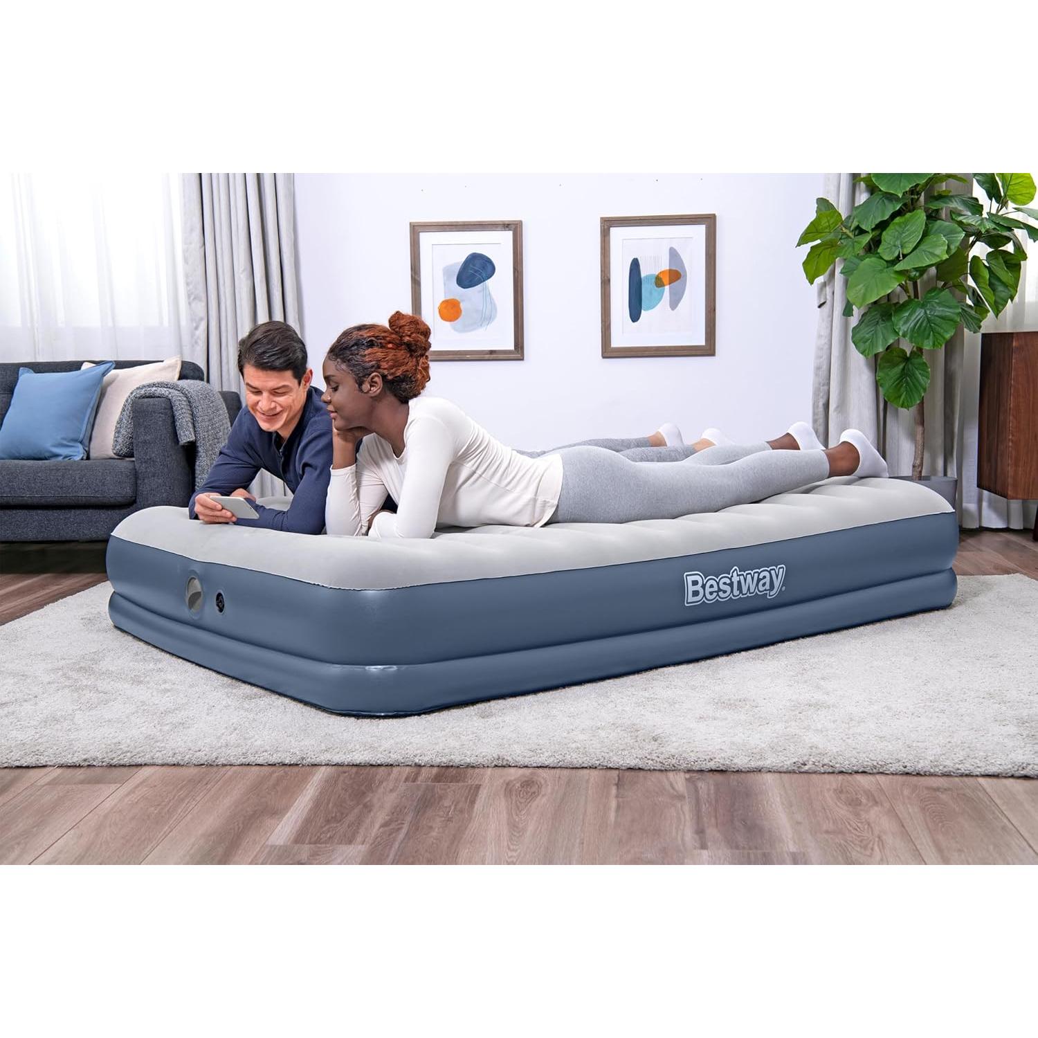 Bestway – Colchón hinchable Tritech con bomba Recargable incorporada (203 × 152 × 36 cm) - BricoandPool