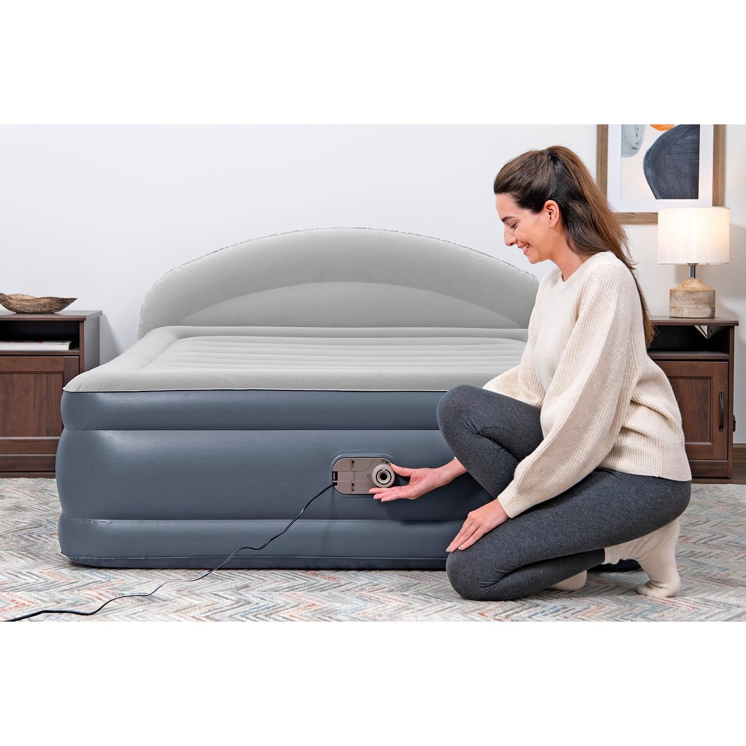 Bestway – Colchón hinchable Tritech con respaldo LoungeLux y bomba eléctrica integrada - BricoandPool