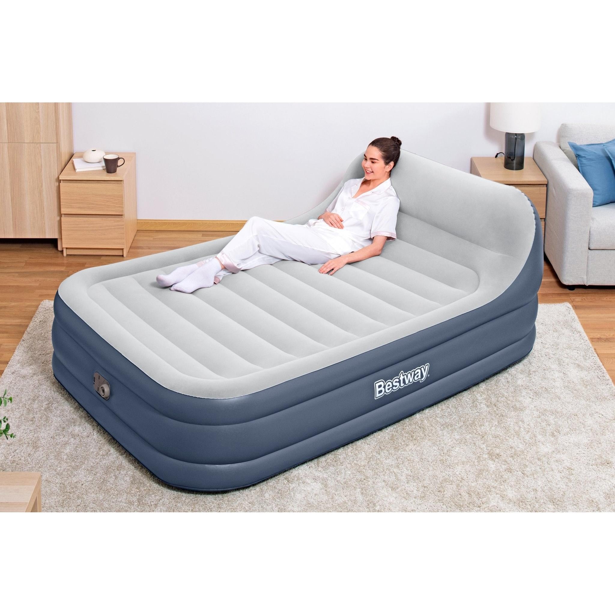 Bestway – Colchón hinchable Tritech SleekFlow con respaldo y bomba eléctrica integrada - BricoandPool