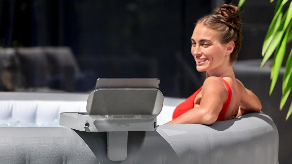Bestway - Mesa de accesorios Lay - Z - Spa 4 en 1 gris con soporte para bebidas - BricoandPool