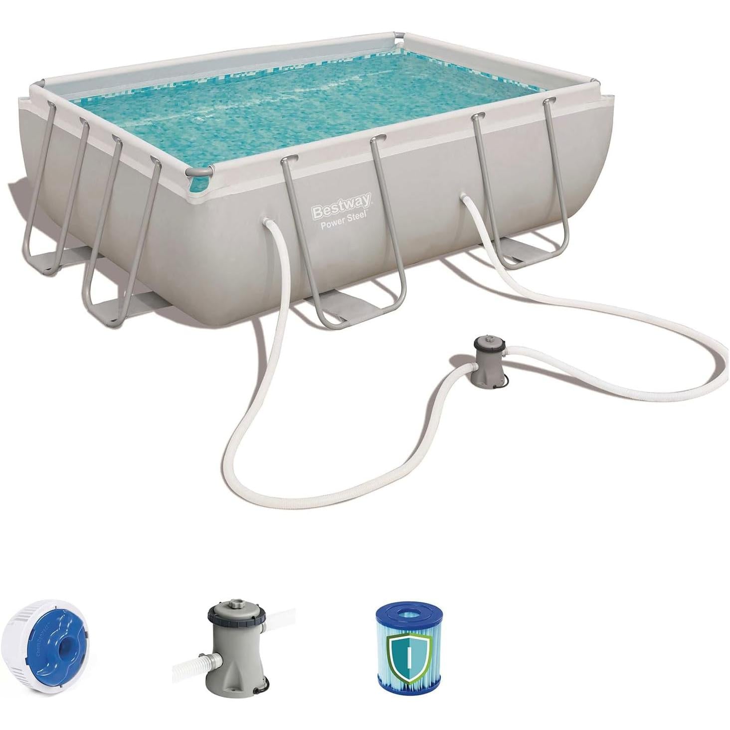 Bestway – Piscina desmontable Power Steel con filtro (282 × 196 × 84 cm) - BricoandPool