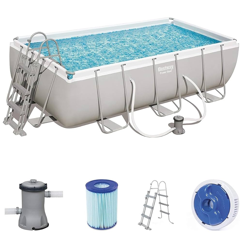 Bestway – Piscina desmontable Power Steel con filtro (404 × 201 × 100 cm) - BricoandPool