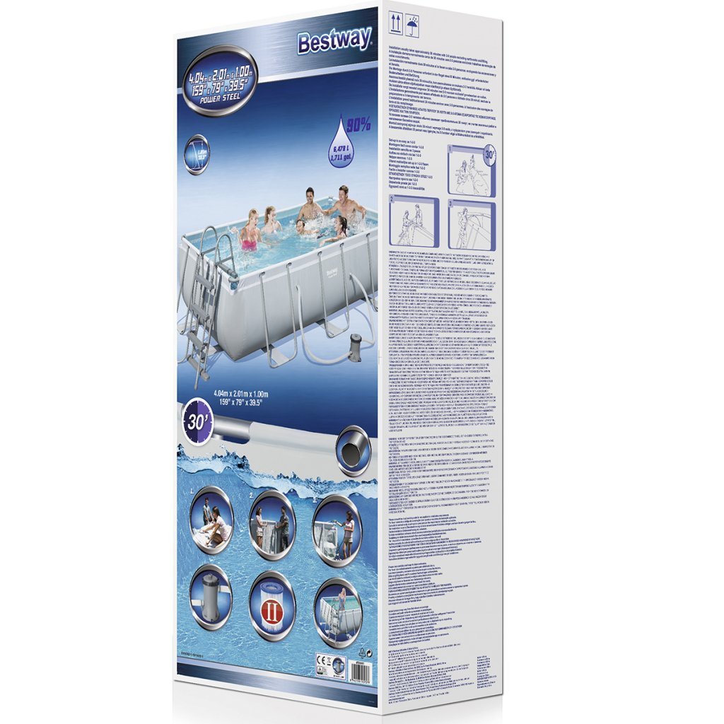 Bestway – Piscina desmontable Power Steel con filtro (404 × 201 × 100 cm) - BricoandPool