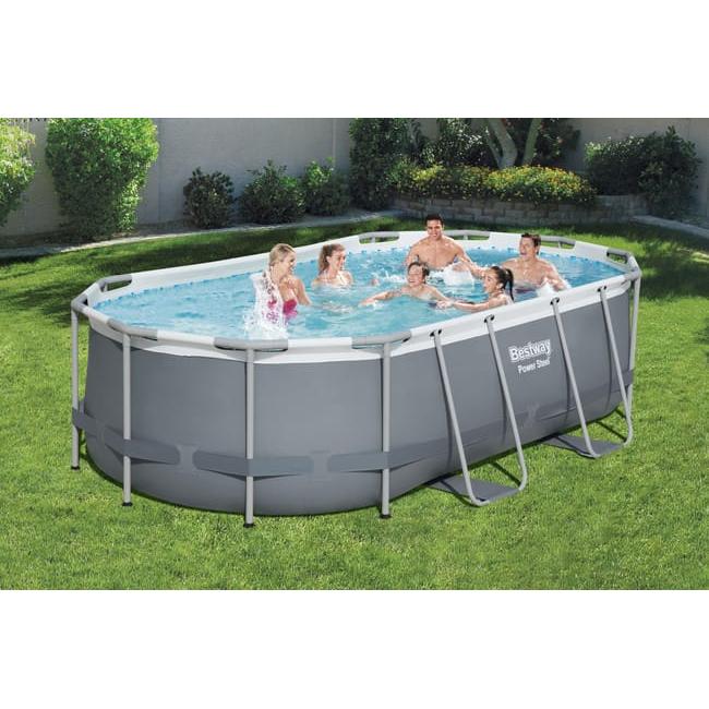 Bestway – Piscina desmontable Power Steel Ovalada con filtro (427 × 250 × 100 cm) - BricoandPool