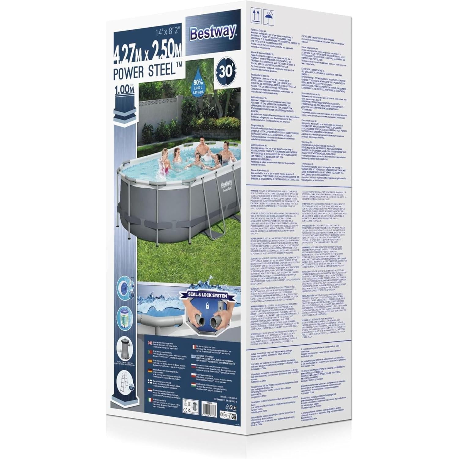 Bestway – Piscina desmontable Power Steel Ovalada con filtro (427 × 250 × 100 cm) - BricoandPool