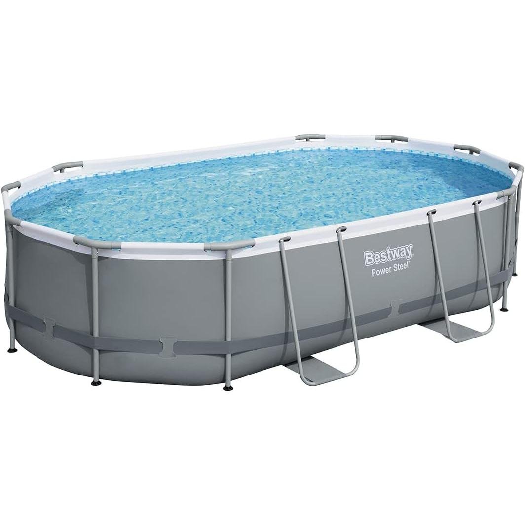 Bestway – Piscina desmontable Power Steel Ovalada con filtro (488 × 305 × 107 cm) - BricoandPool