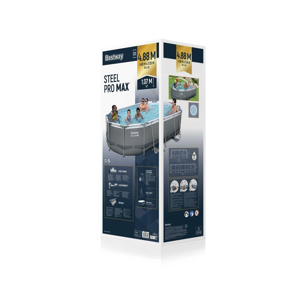 Bestway – Piscina desmontable Power Steel Ovalada con filtro (488 × 305 × 107 cm) - BricoandPool