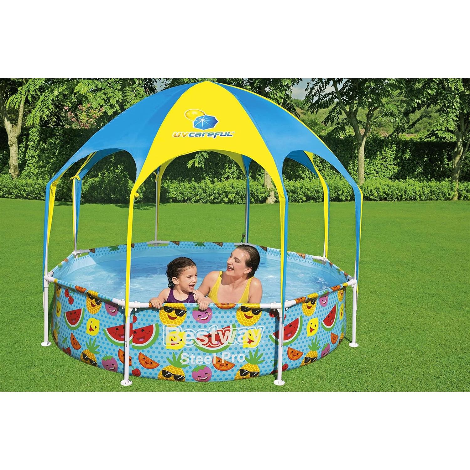 Bestway - Piscina desmontable Splash - In - Shade tubular infantil 244 x 51 cm con parasol - BricoandPool